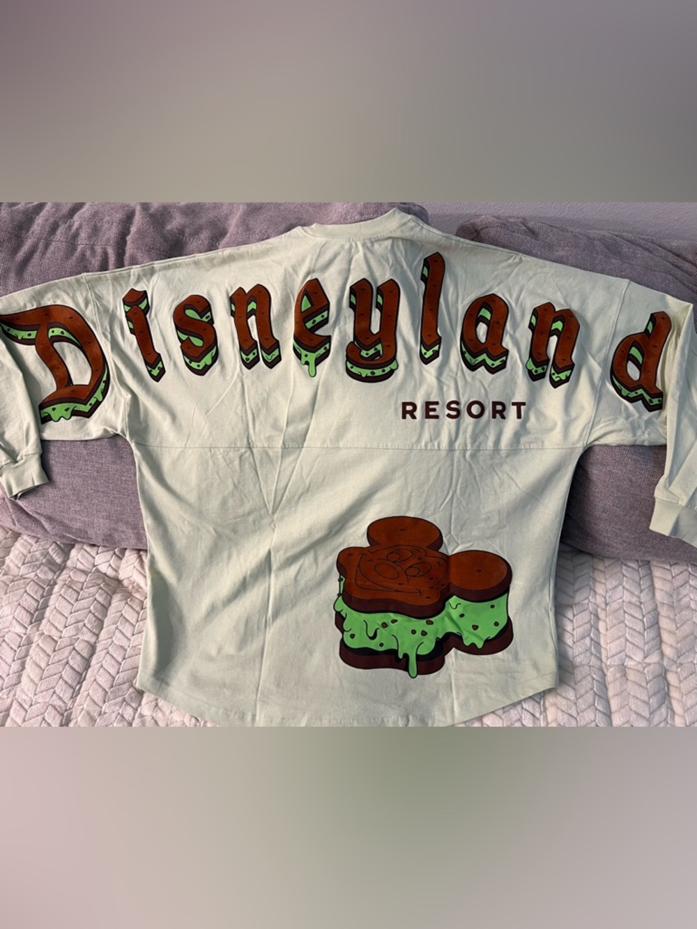 Disney Light Green Long Sleeve Shirt with 'D' Graphic:  Disney Spirit Jerseys